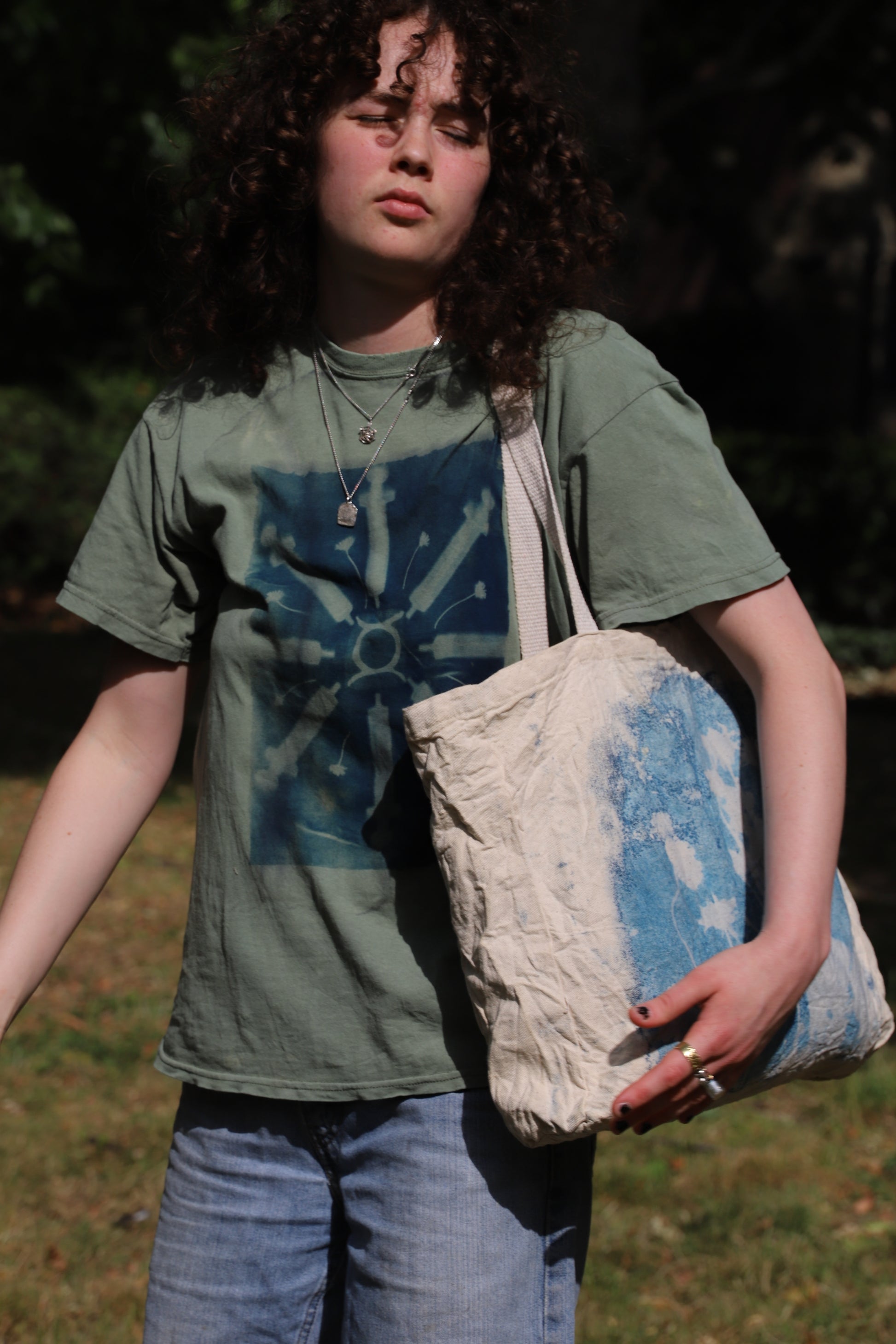 Cyanotype Short Sleeve Ragged T-Shirt