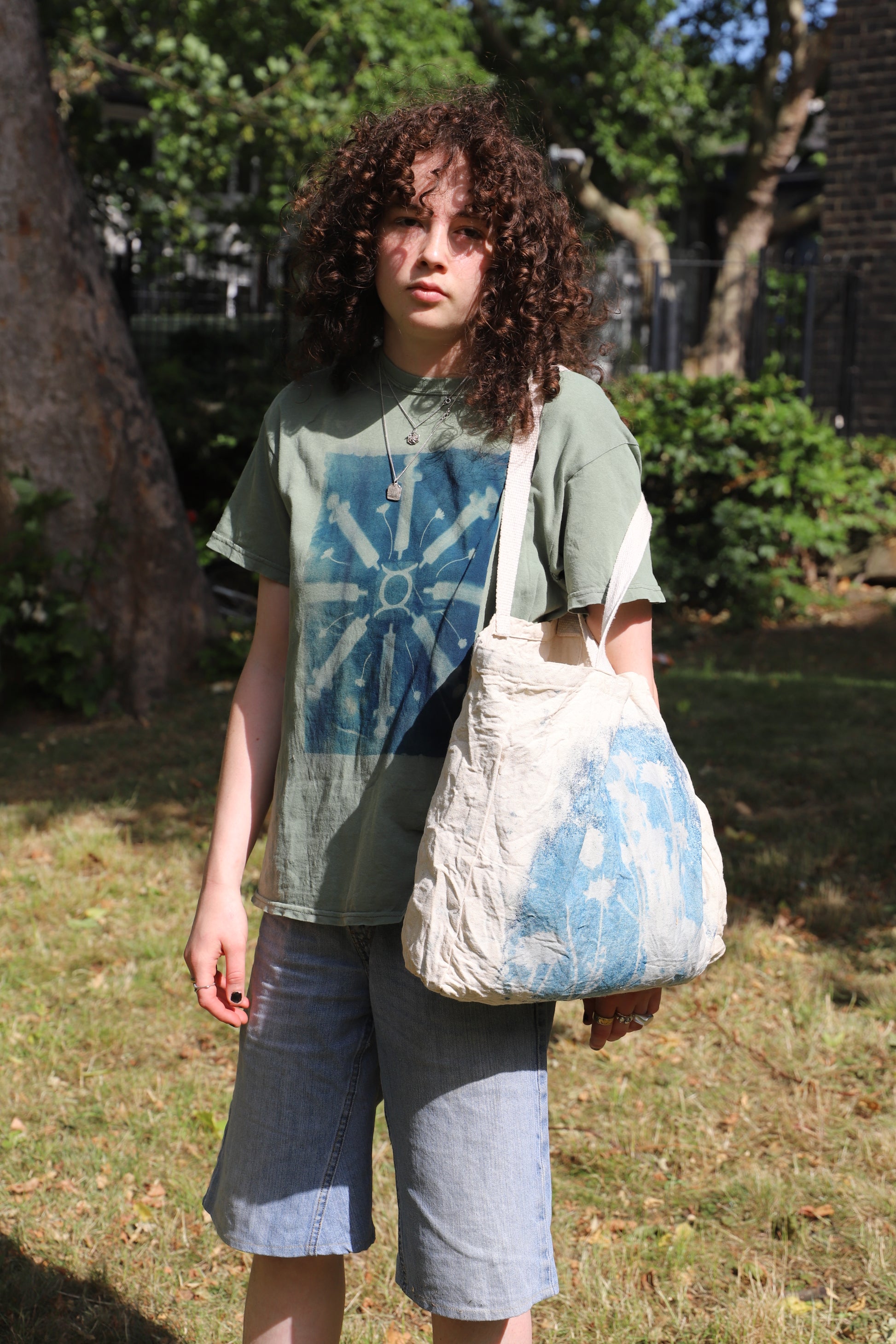Cyanotype Short Sleeve Ragged T-Shirt