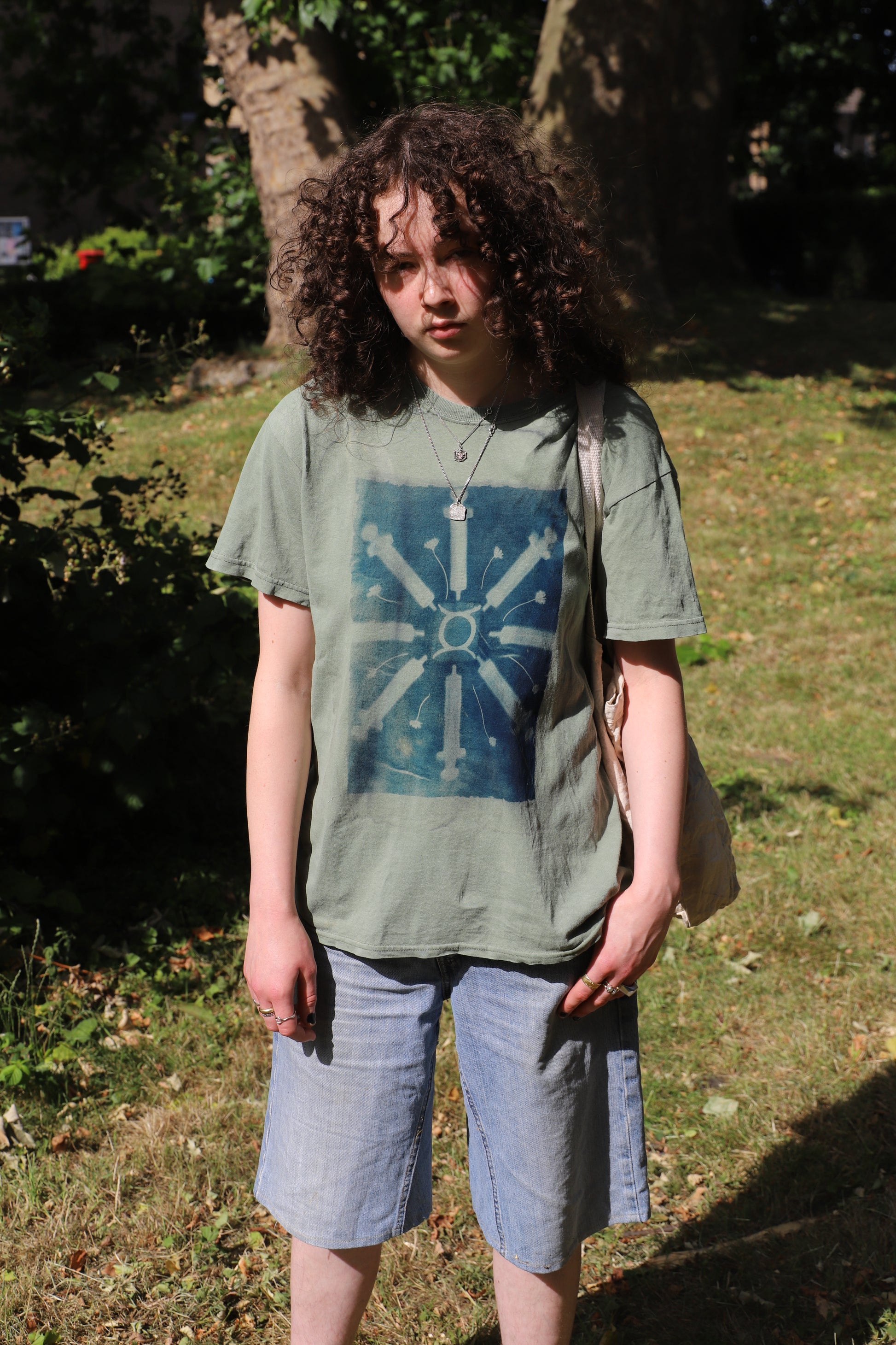 Cyanotype Short Sleeve Ragged T-Shirt