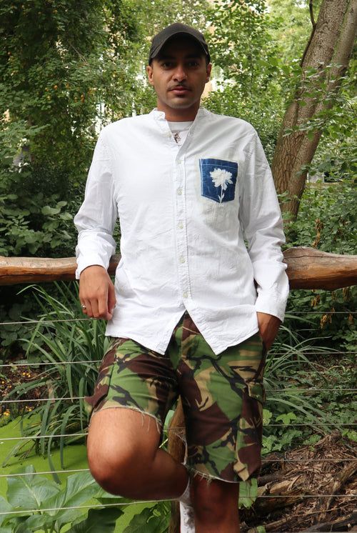 Cyanotype Collarless Shirt